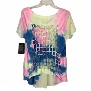 Chaser New Tie Dye Lattice Knot Tie Back Top M